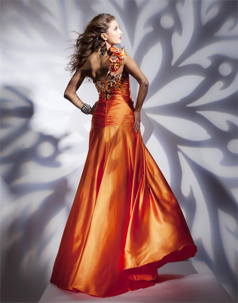Tony Bowls Paris Satin One Shoulder Gown 112712 Black/Leopard