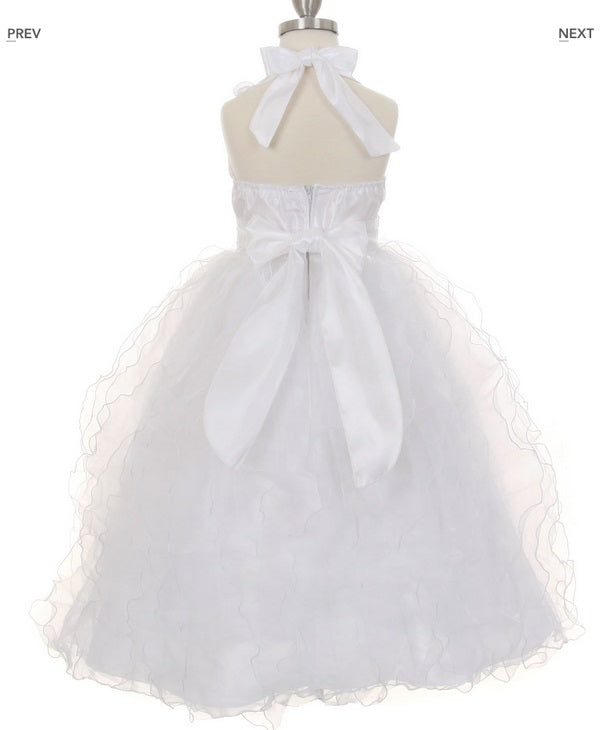 Ruffle Skirt Flowergirl Dress - White