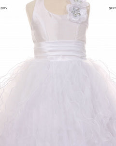 Ruffle Skirt Flowergirl Dress - White