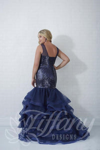 Tiffany Designs Sequin Mermaid Dress 16320 Charcoal