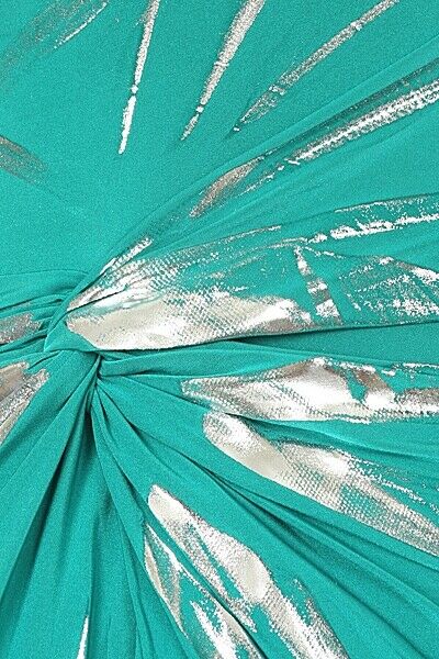 SEXY TEAL/SILVER FOIL ONE SHOULDER TUNIC TOP/DRESS - NWT