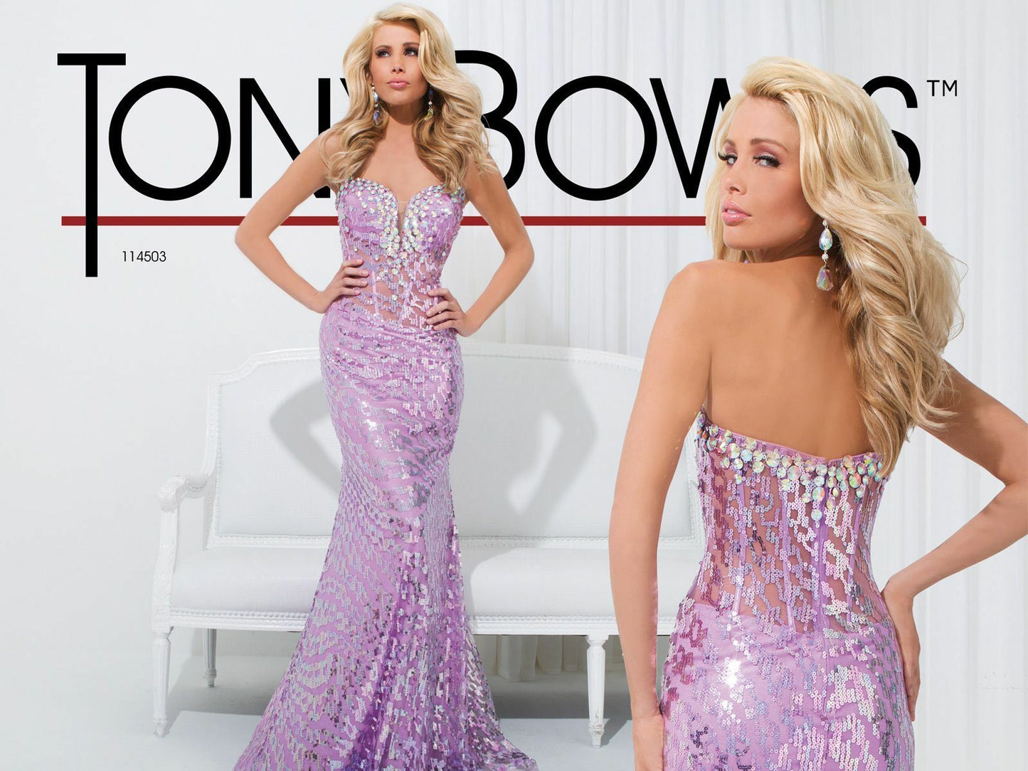 Tony Bowls Sequin Prom Dress 114503 Light Purple