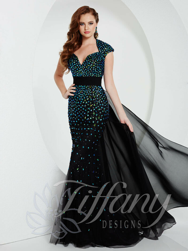 Tiffany Designs Rhinestone Prom Dress 16151 Black/Teal Unique Weddings & Hair We Go Again Wigs Tiffany Designs Rhinestone Prom Dress 16151 Black/Teal Unique Weddings & Hair We Go Again Wigs