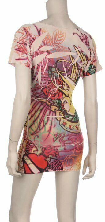 TATTOO PRINT TIE DYE TOP/DRESS - NWT