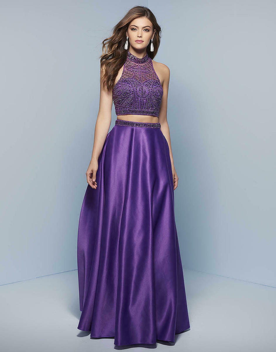 Two Piece Purple Homecoming Dress Sexy Violet Purple Prom Dresses