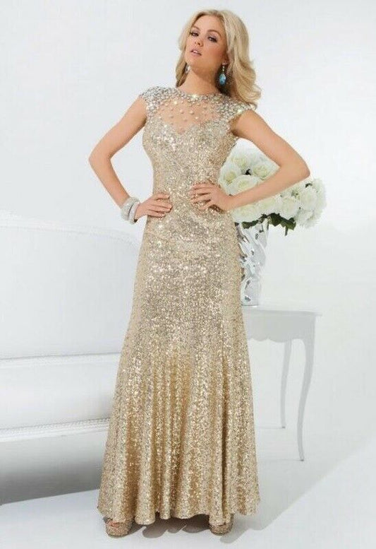 Tony Bowls Sequin Prom Dress 114539 Gold