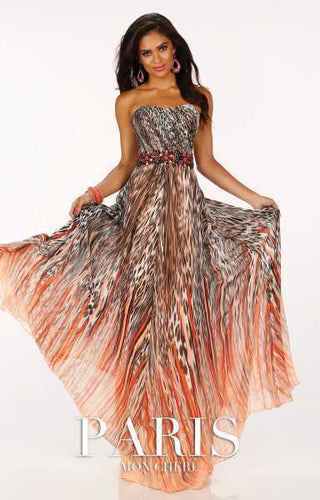 Paris Leopard Print Prom Grad Dress Orange/Multi