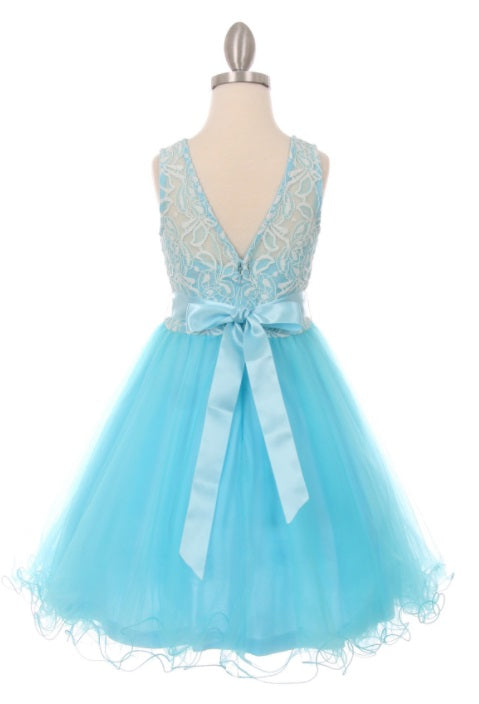 Lace & Tulle Flowergirl Dress - White, Ivory