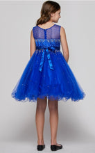 Load image into Gallery viewer, Royal Blue Rhinestone Tulle Girl&#39;s Dress