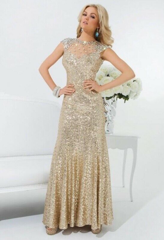 Tony Bowls Sequin Prom Dress 114539 Gold