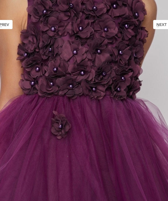 Eggplant Purple Floral Girl's Dress