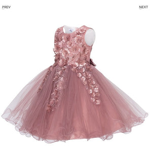 Tulle Flowergirl Lace with Floral Lace Bodice - Mauve