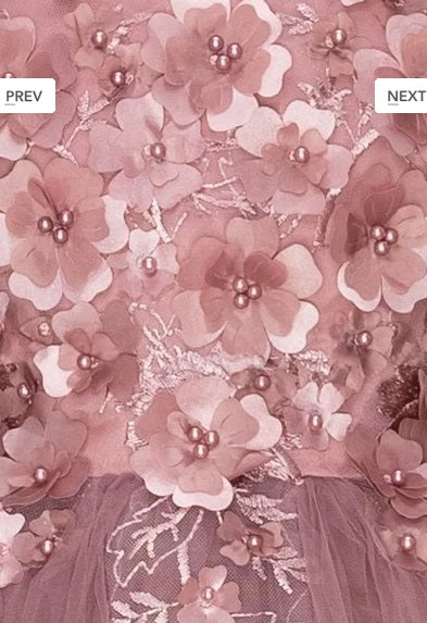 Tulle Flowergirl Lace with Floral Lace Bodice - Mauve