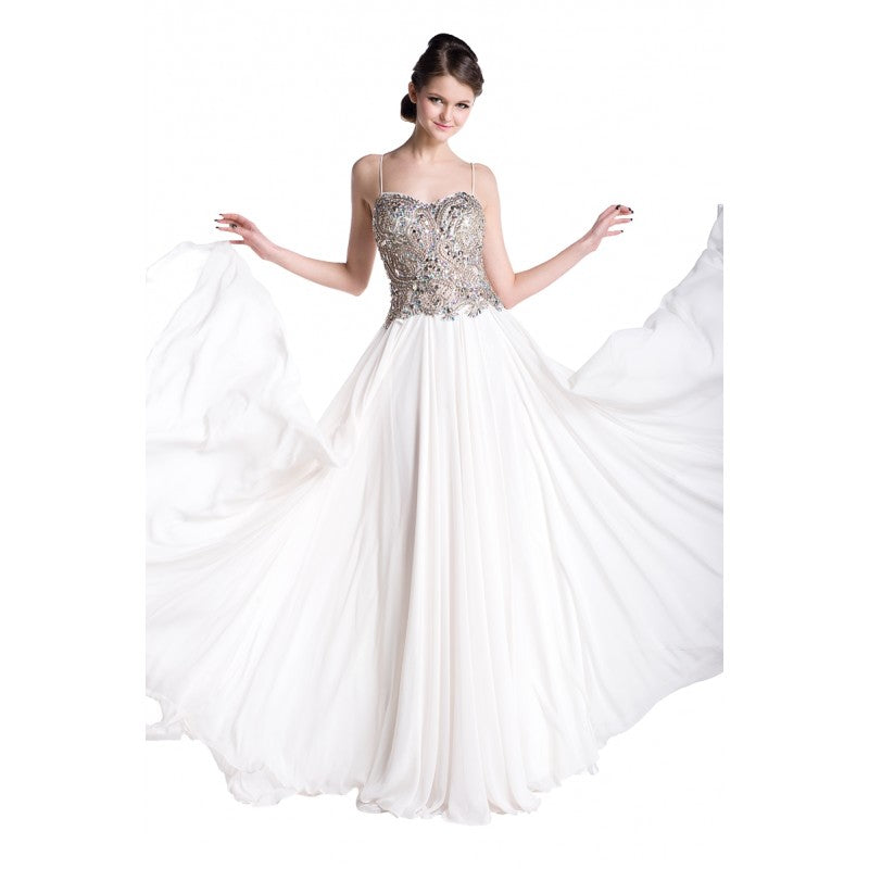 Romance Couture Rhinestone Bodice Chiffon Dress RM315