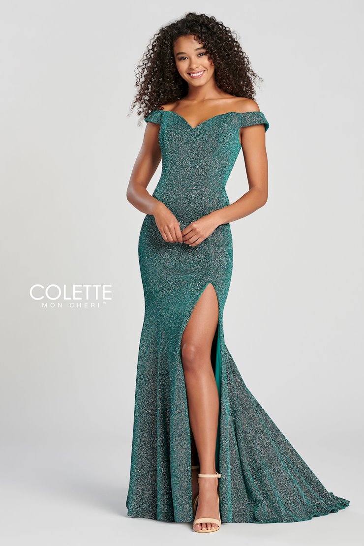 Colette Glitter Off the Shoulder Gown CL12028
