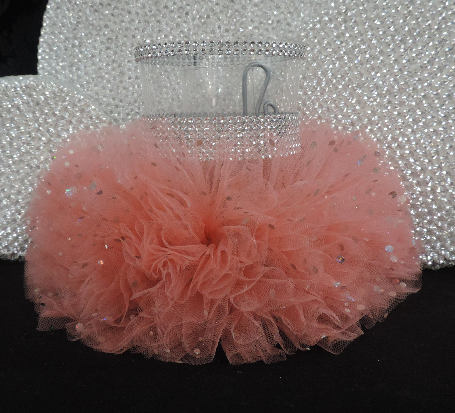 Peach/Coral Tulle Hurricane Tealight Wedding Centerpiece