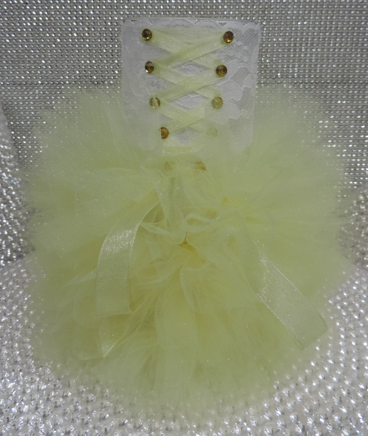 White/Yellow Corset Tutu Dress Cylinder Vase