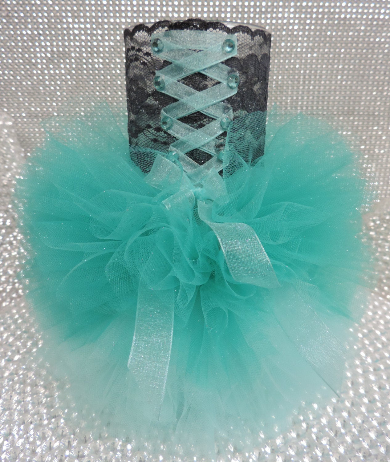 Two Tone Teal Corset Tutu Dress Cylinder Vase