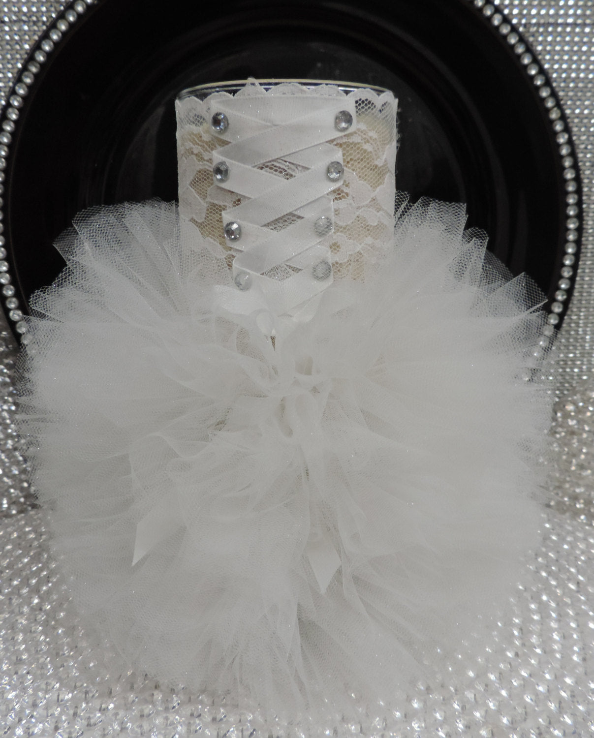 White Corset Tutu Dress Cylinder Vase