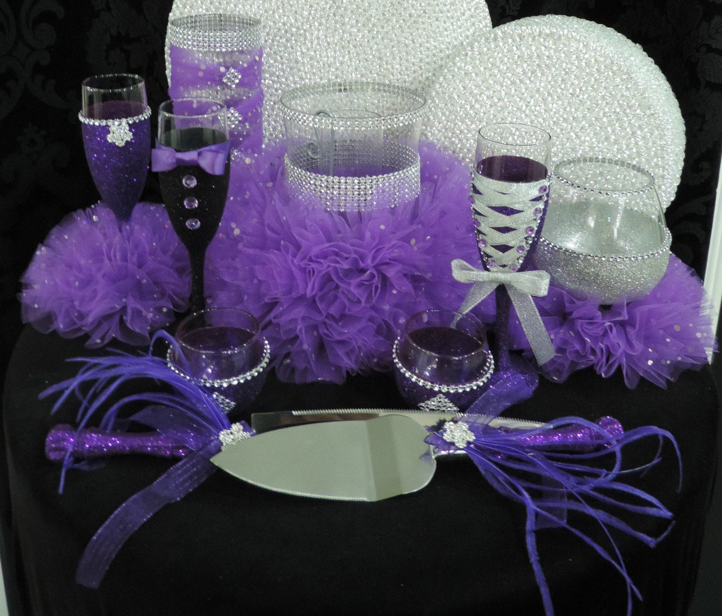Purple Tulle Corset Cylinder Vase - Wedding Centerpiece