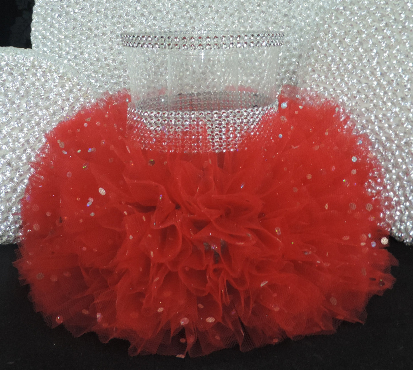 Red Tulle Hurricane Tealight Wedding Centerpiece