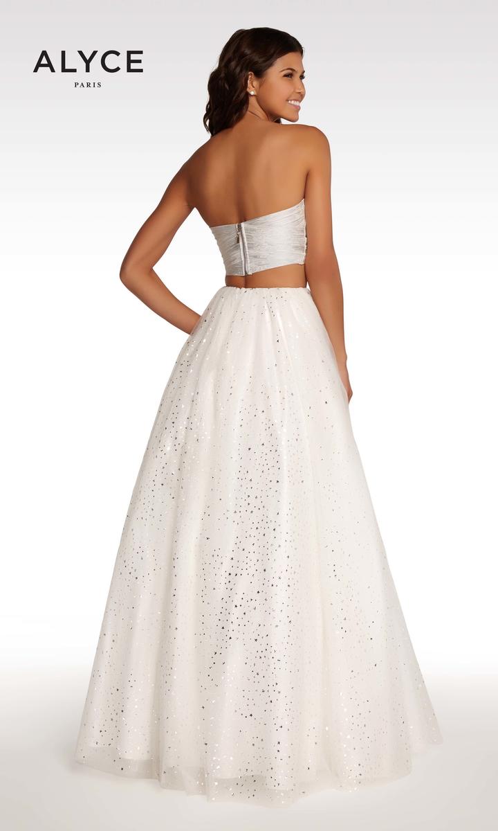 Kalani Hilliker by Alyce Prom Two Piece Gown KP124 White/Silver