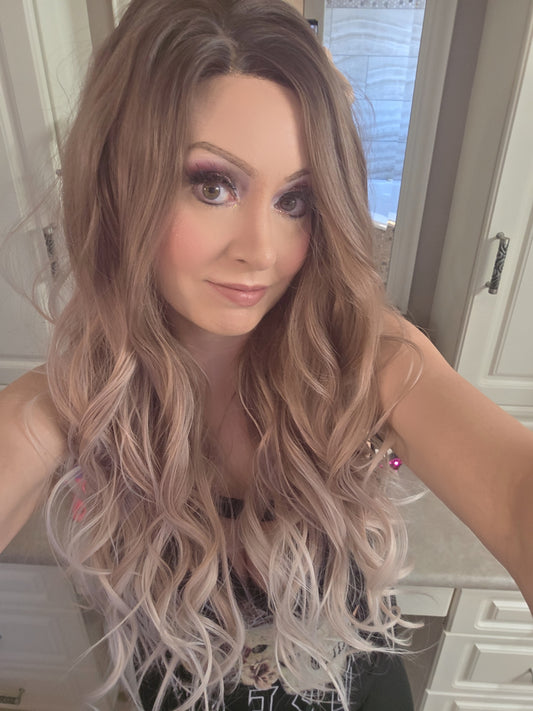 Lennon in Frosted Rose Quartz | 26" Loose Wave Ombre Wig