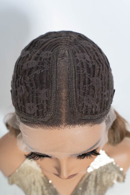 Chloe in Root Beer Float | 14" Brown/Blonde Mix Wavy Lace Front Wig