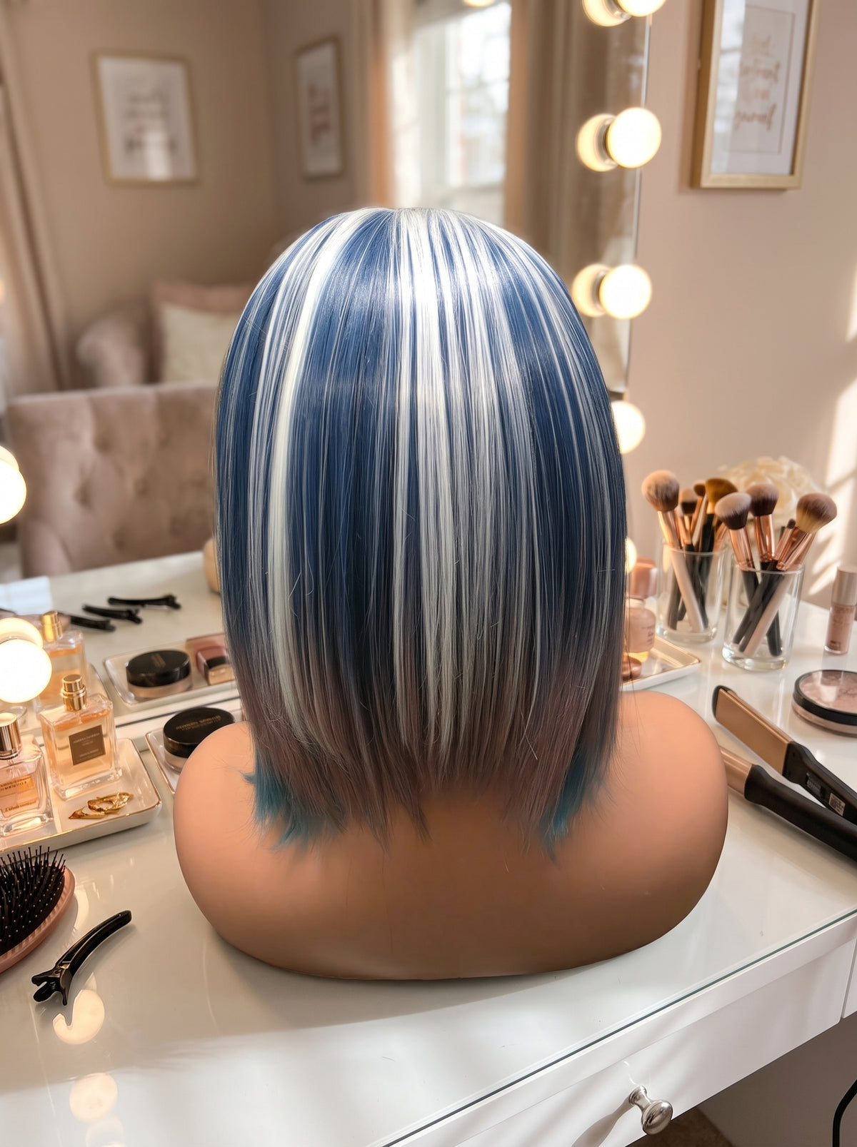Cora in Artic Peacock | 16" Straight Bob Lace Front Wig