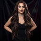 Carmella in Cosmic Mocha | 24" Deep Brown Wavy Wig with Tinsel