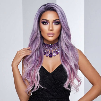 Jazsim in Amethyst Haze| 24" Lavender Loose Wave Wig