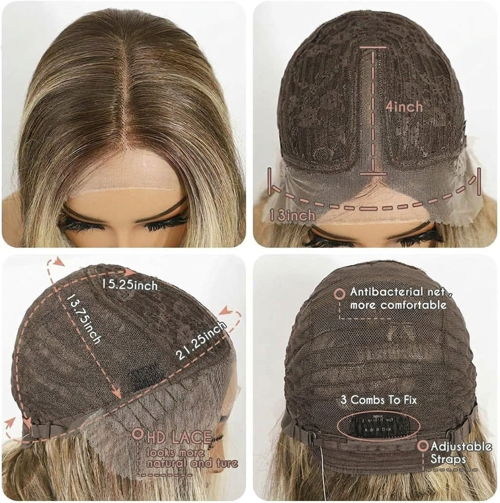 Alexis in Salted Caramel | 26" Long Wavy Brown Highlighed Lace Front Wig