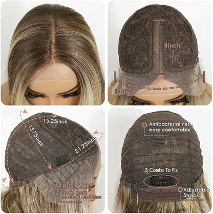 Alexis in Salted Caramel | 26" Long Wavy Brown Highlighed Lace Front Wig