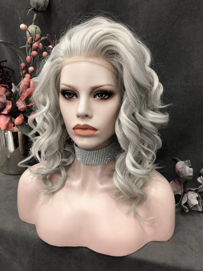 Dolly in Platinum Rush | Platinum Blonde 16" Curly Lace Front Wig