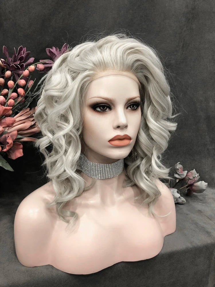 Dolly in Platinum Rush | Platinum Blonde 16" Curly Lace Front Wig