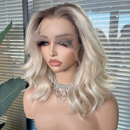 Sammy in Champagne Encore | 14" Wavy Lace Front Wig