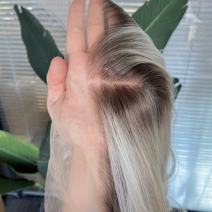 Eden in  Frosted Cashmere | 22" Ash Blonde Curly Lace Front Wig