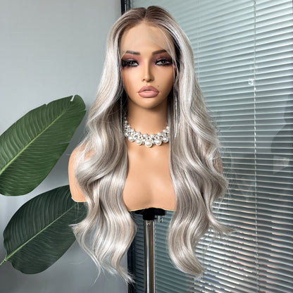 Everleigh in Smoke Show | 24" Grey Ash Wavy Lace Front Wig