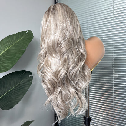 Everleigh in Smoke Show | 24" Grey Ash Wavy Lace Front Wig
