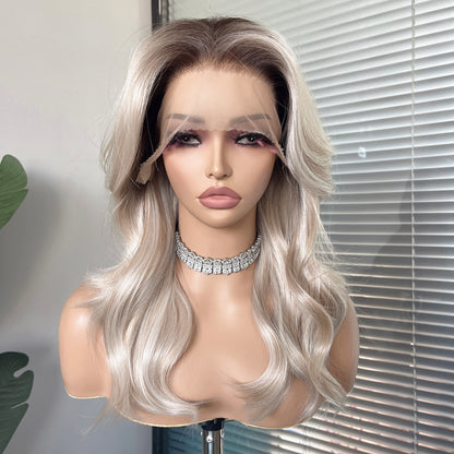Amara in Cool Cashmere | 18" Wavy Ash Blonde Lace Front Wig