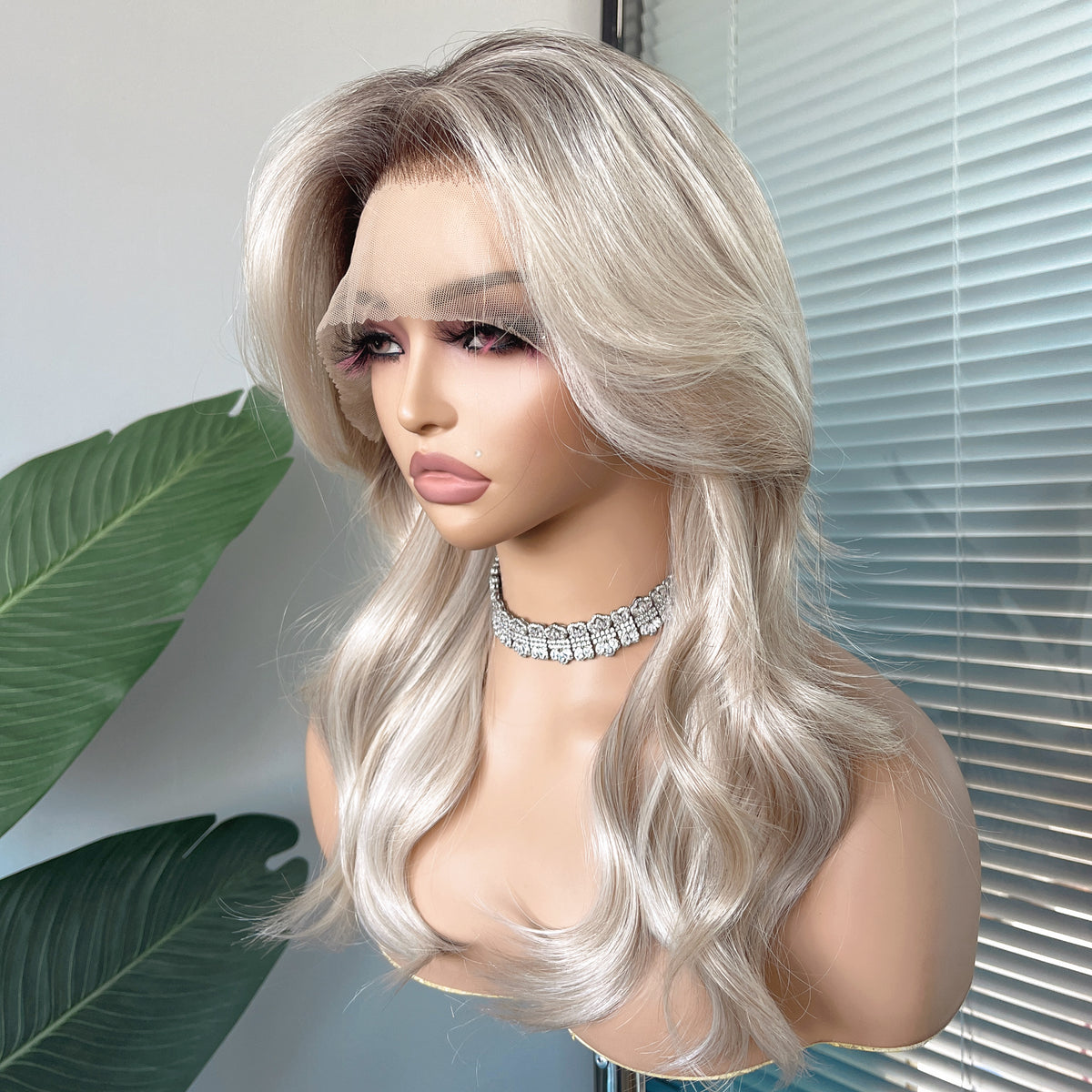 Amara in Cool Cashmere | 18" Wavy Ash Blonde Lace Front Wig