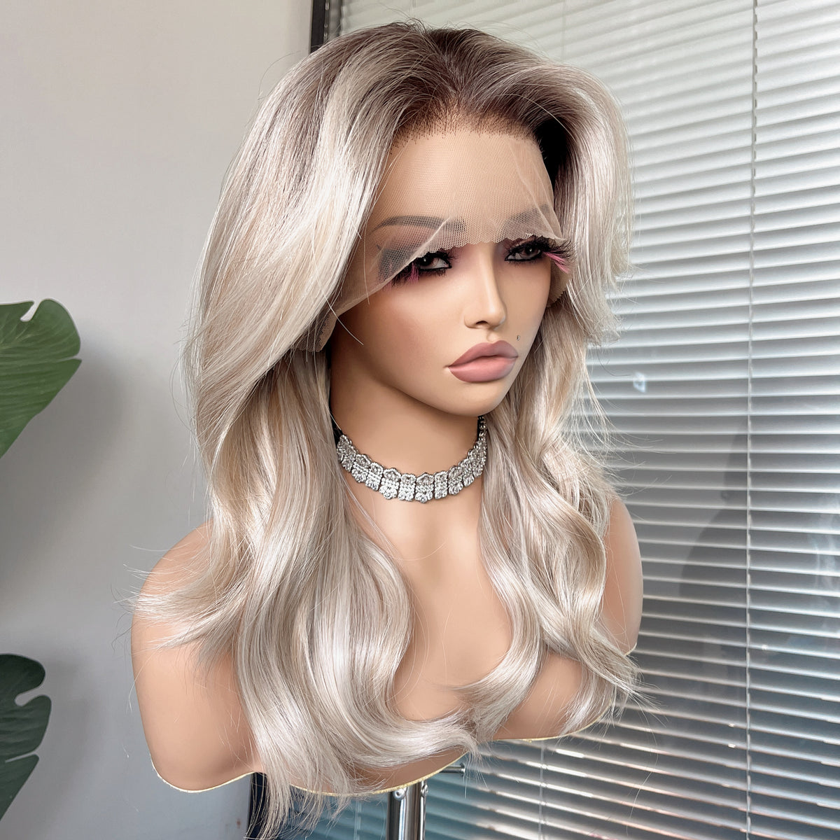 Amara in Cool Cashmere | 18" Wavy Ash Blonde Lace Front Wig
