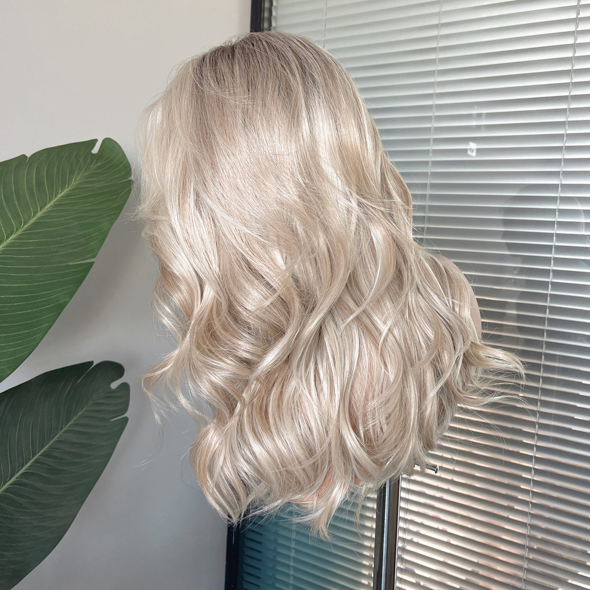 Amara in Cool Cashmere | 18" Wavy Ash Blonde Lace Front Wig