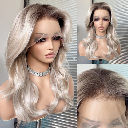 Amara in Cool Cashmere | 18" Wavy Ash Blonde Lace Front Wig