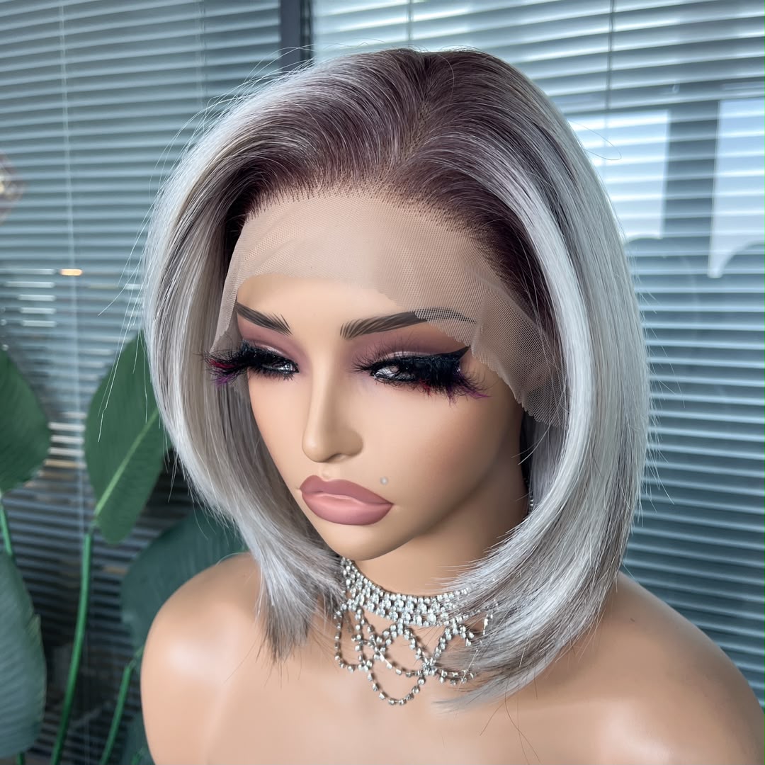 River in Silver Mist | 14" Straight Bob Lace Front Wig