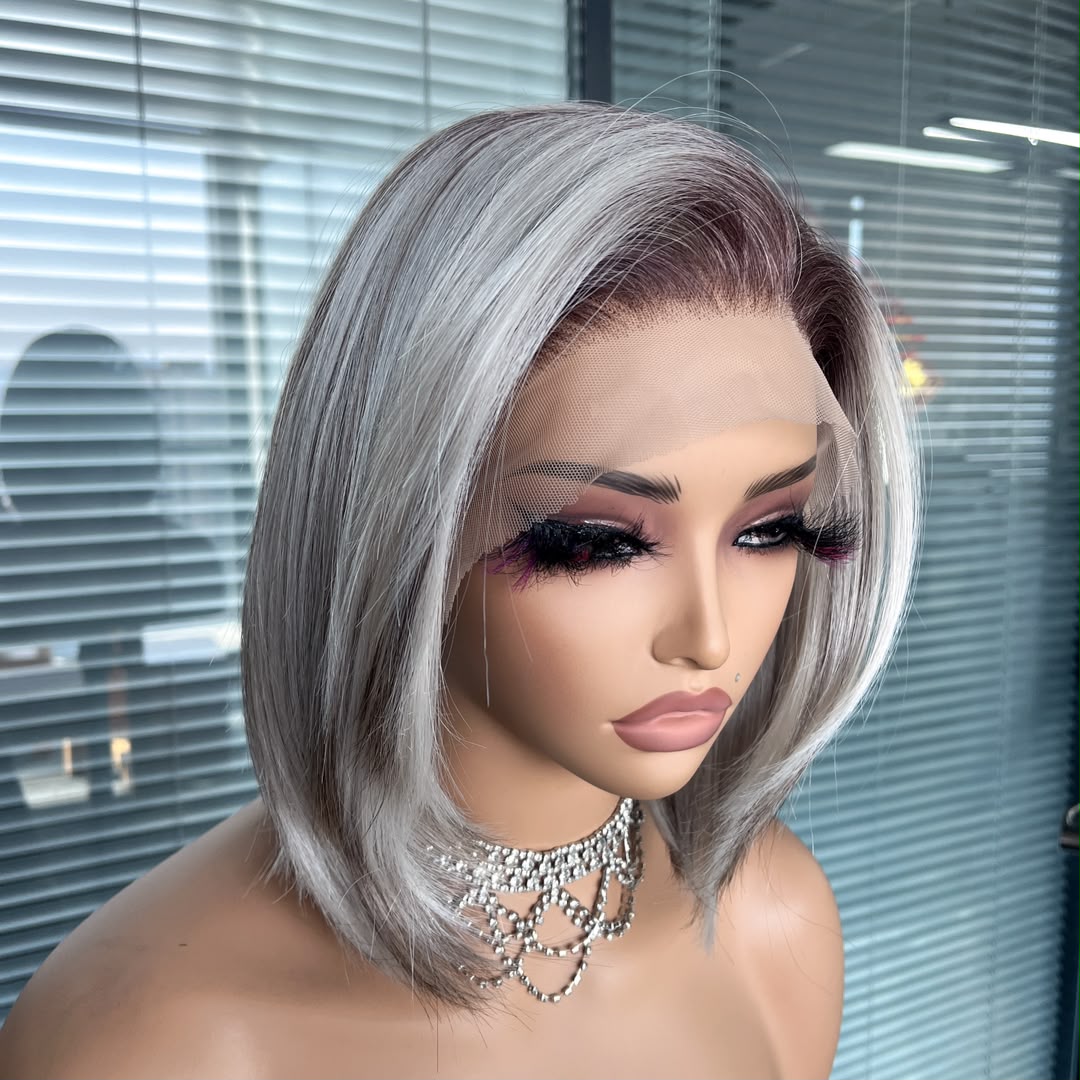 River in Silver Mist | 14" Straight Bob Lace Front Wig