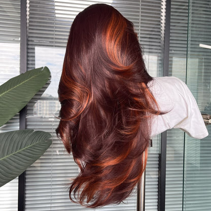 Molly in Copper Ember | 24" Feathered Lace Front Wig