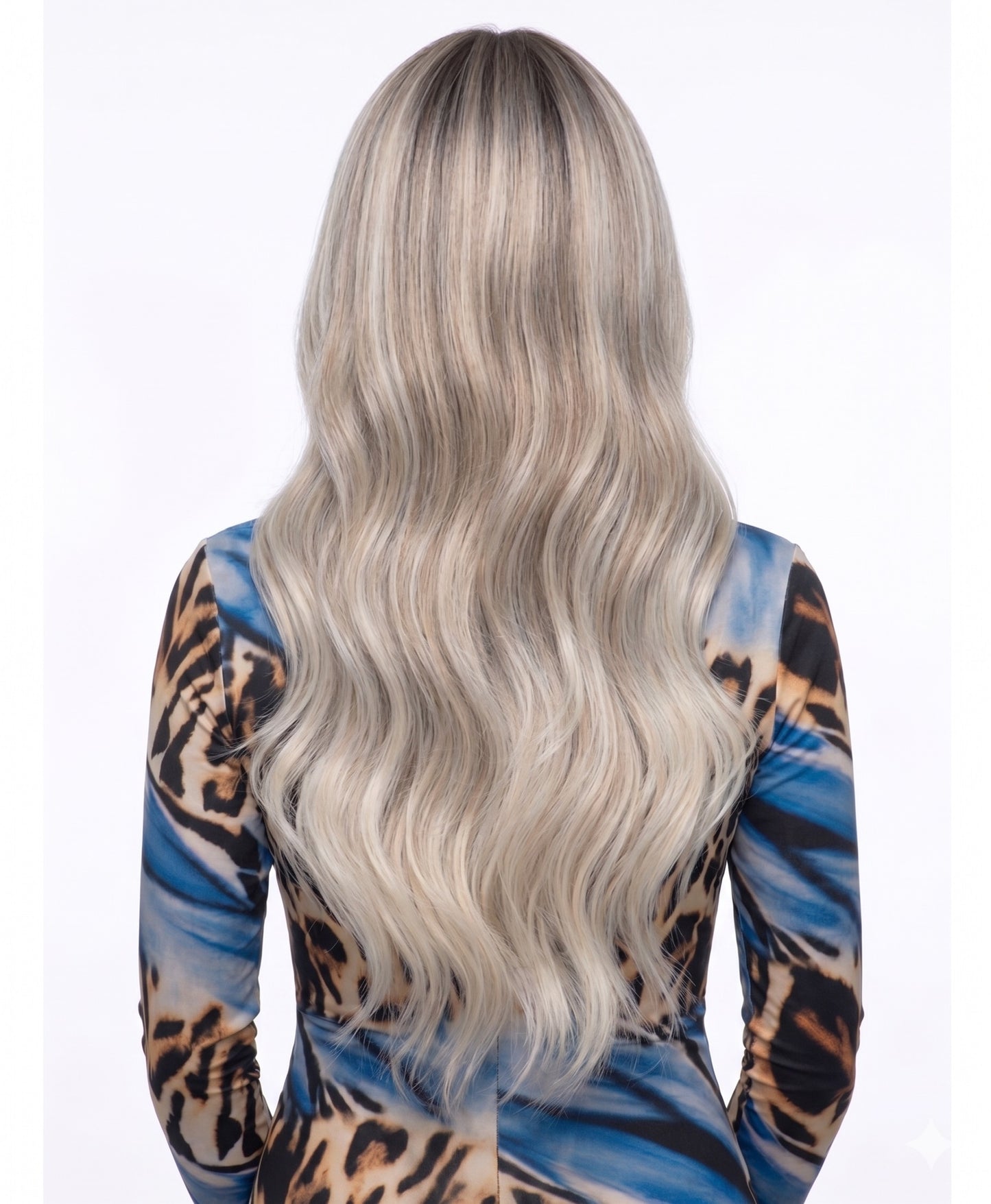 Ashley in Titanium Frost | 24" Ash Blonde Wavy Wig with Bangs