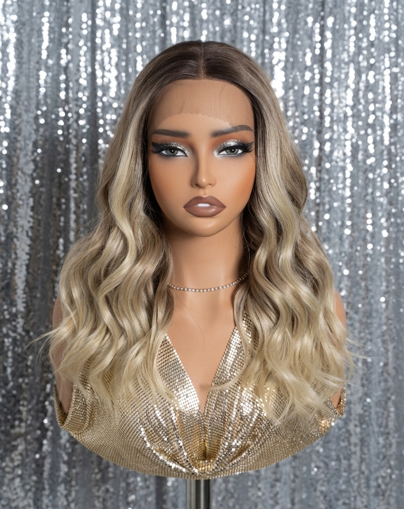 Ava – Sunkissed Sand | 18" Wavy Lace Front Wig