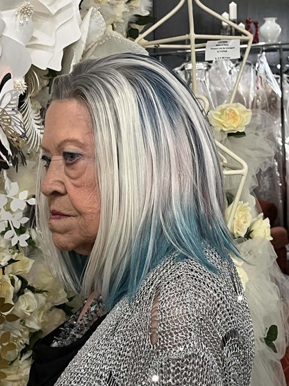 Cora in Artic Peacock | 16" Straight Bob Lace Front Wig